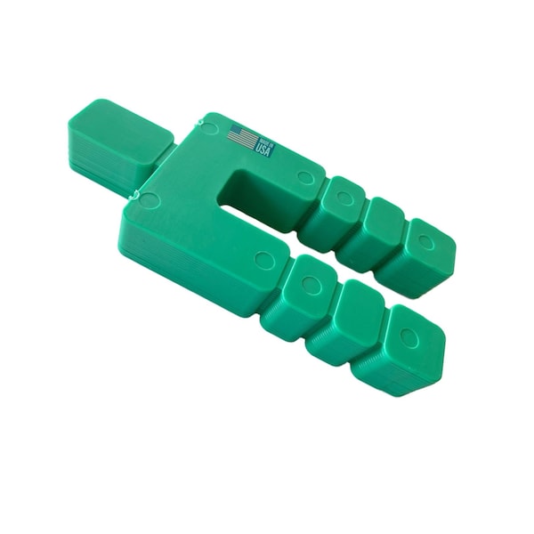 Glazelock 1/32", 4 3/16"L x 1 7/8"W 5/8" Snap-off Plastic Shims Green 1/2" stack 125stacks/2000pc/box MS01 - main